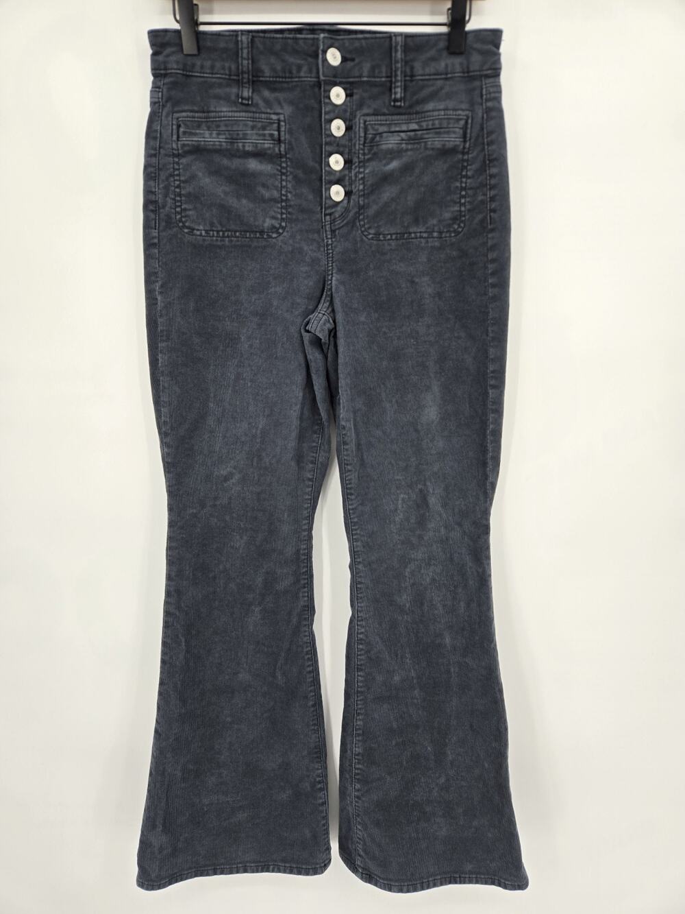 American Eagle Super High Rise Flare Corduroy Button Fly Pants Retro Boho Size 8